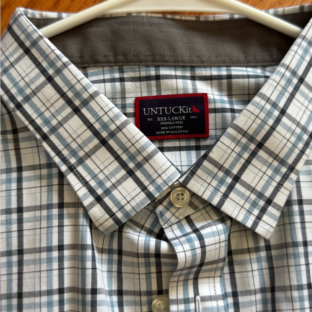 UNTUCKit Long Sleeve White Plaid  Button Down Shirt  Style Reg Fit - Penley WF